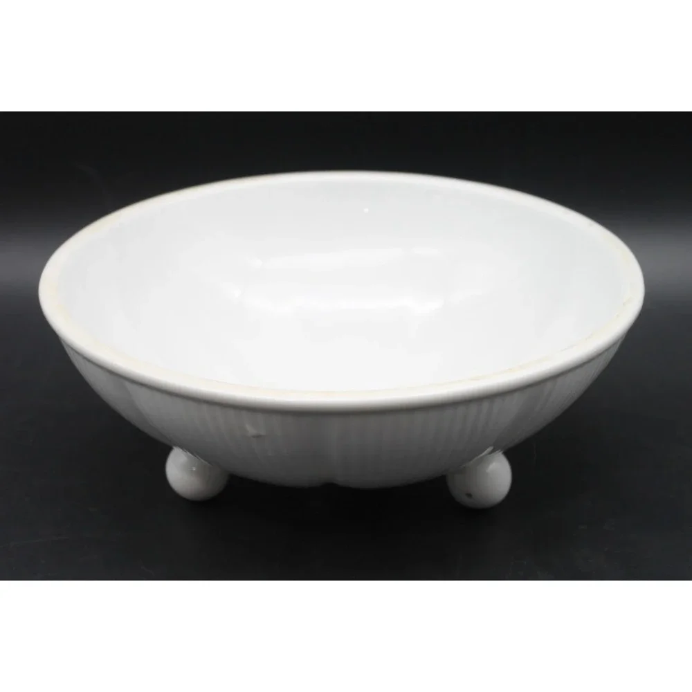 Vintage FIC White Ceramic Footed Berry Bowl Draining Colander Taiwan 9 Inch